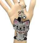 Llavero con Peluche de Gato Brillante - Colgante de Bolso con Cristales y Borla Negra para Mujer y H