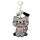 Llavero con Peluche de Gato Brillante - Colgante de Bolso con Cristales y Borla Negra para Mujer y H