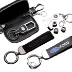 Llavero Ford Original de Cuero y Metal - Accesorio Premium para Mustang, Focus, Fiesta, Mondeo, Tran