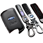Llavero Ford Original de Cuero y Metal - Accesorio Premium para Mustang, Focus, Fiesta, Mondeo, Tran