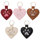 Llavero para bolso de cuero con forma de corazón y pata - Recuerdo para dueños de perros y gatos