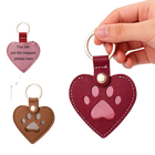 Llavero para bolso de cuero con forma de corazón y pata - Recuerdo para dueños de perros y gatos