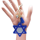 Llavero para Bolso Estrella de David Azul Cristal Turco - Amuleto de Protección Elegante