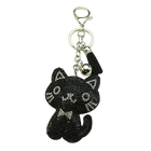 Llavero para Bolso Gato Negro con Moño y Tassel de Pedrería - Charm Elegante para Mujer y Hombre