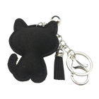 Llavero para Bolso Gato Negro con Moño y Tassel de Pedrería - Charm Elegante para Mujer y Hombre