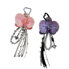 Llaveros Personalizados con Orquídea Mariposa y Borla - Llavero de Flor Púrpura