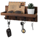 Llaveros Personalizados de Madera Rústica - Soporte de Pared con 4 Ganchos para Entrada, Organizador