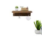 Private Key de tu Llavero - Soporte Rústico de Madera con 4 Ganchos, Estante Flotante Decorativo par