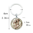 Llaveros Originales para Coche - Diseño Retro Virgen María con Gema del Tiempo, Llavero Premium para