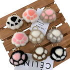 Llaveros Originales para Coche - Pompón de Piel de Vison, Diseño de Pata de Gato, Regalo Elegante pa