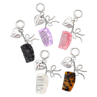 Bag Charm Coquette Aesthetic Llavero para Bolso con Colgante Corazón Plateado y Peine Acetato
