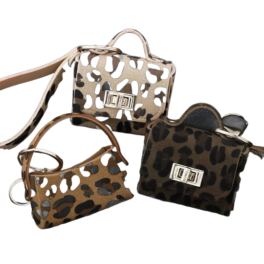 Bag Charm de Cuero con Estampado de Leopardo - Llavero Elegante para Bolso, Colgante Charm para Muje