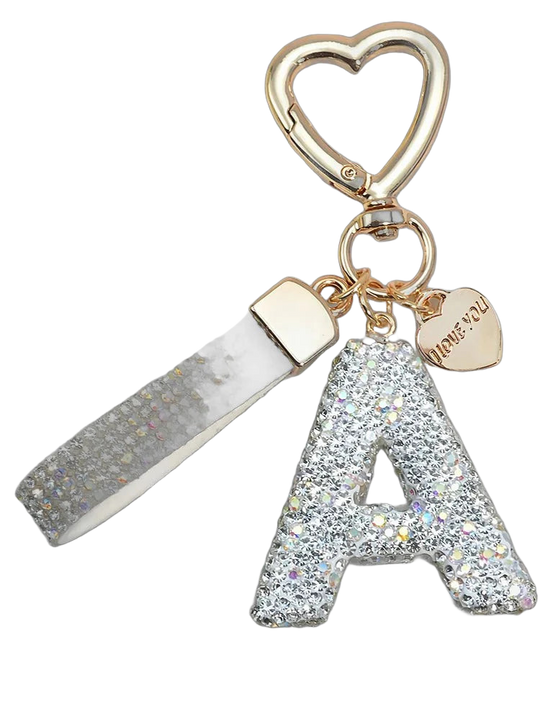 Bag Charm Llavero Elegante con Inicial Diamante - Regalo Premium para Bolso