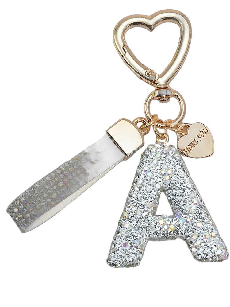 Bag Charm Llavero Elegante con Inicial Diamante - Regalo Premium para Bolso