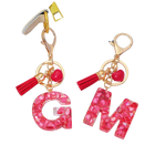 Charm para Bolsos Llavero Corazón Rojo Letras A-Z con Borlas, Colgante de Bolso Regalo para Mujer