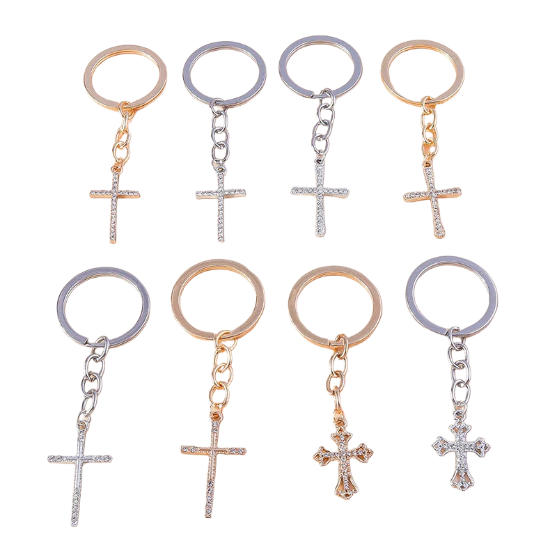 Llavero a Crochet Paso a Paso: Cruz Elegante con Cristal – Colgante Religioso Premium para Coche, Bo