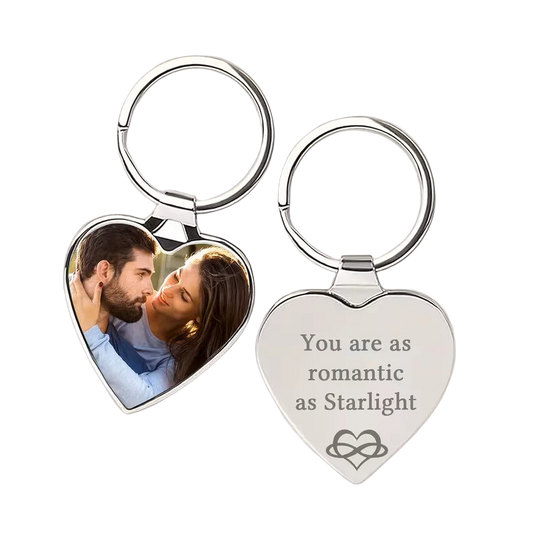 Llavero con Foto Personalizado - Corazón Personalizable con Texto y Foto, Regalo Único para Él o Ell