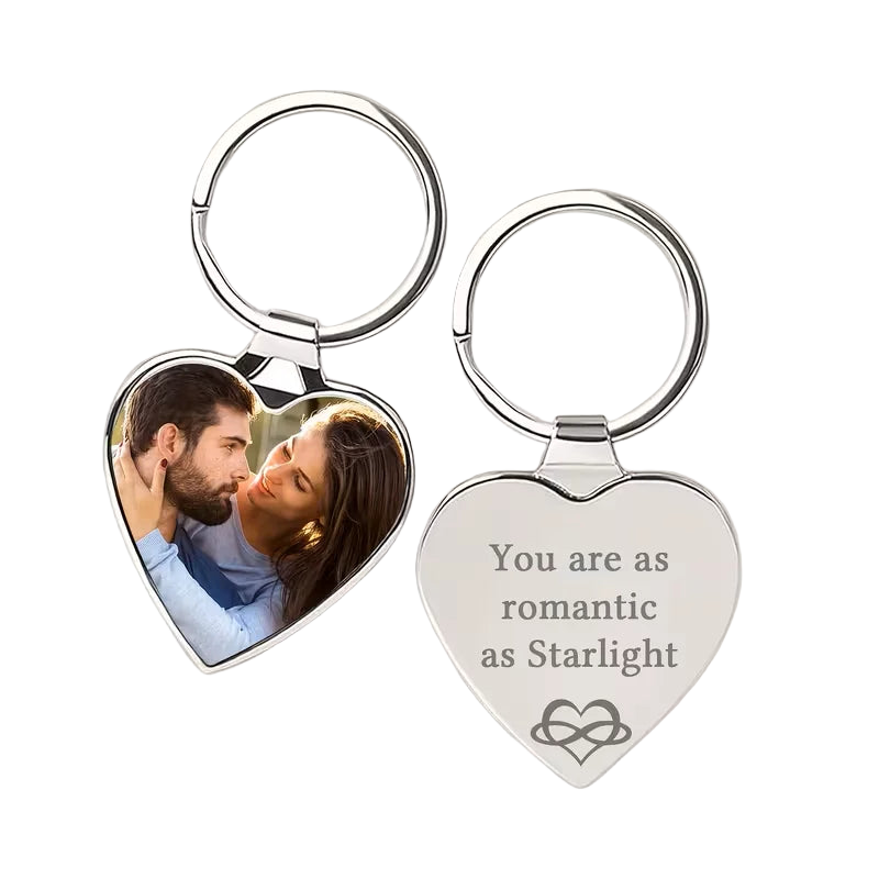 Llavero con Foto Personalizado - Corazón Personalizable con Texto y Foto, Regalo Único para Él o Ell