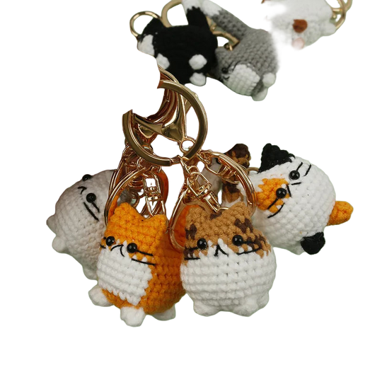Llavero con foto personalizado - Mini Kitten Series Crochet Cat Doll, Llavero de Ganchillo Premium