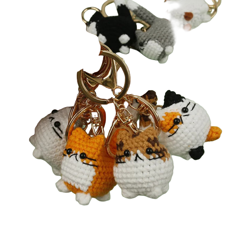 Llavero con foto personalizado - Mini Kitten Series Crochet Cat Doll, Llavero de Ganchillo Premium