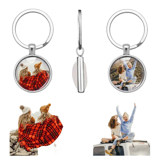 Llavero con Foto Personalizado - Regalo Único para Mujer con Cabochón de Vidrio