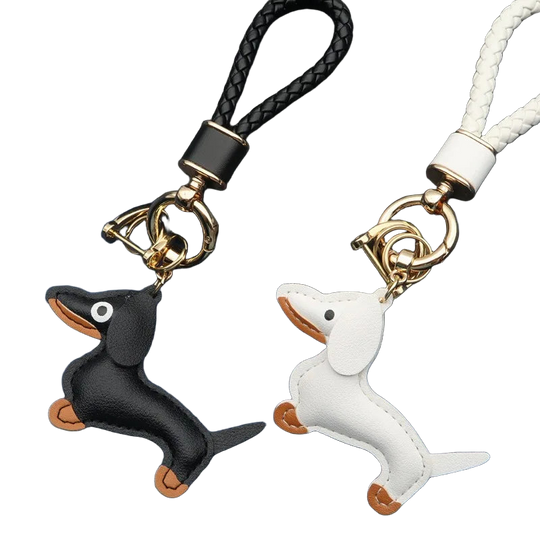 Llavero con Foto Personalizado - Sausage Dog PU Leather Colgante para Llaves, Regalo Original para H