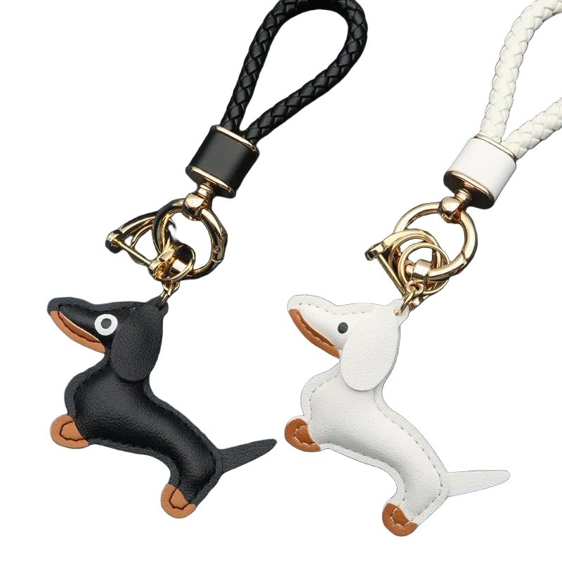 Llavero con Foto Personalizado - Sausage Dog PU Leather Colgante para Llaves, Regalo Original para H