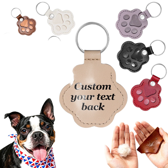 Llavero con foto personalizado de cuero con huella de perro - Regalo único para dueños de mascotas