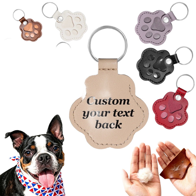 Llavero con foto personalizado de cuero con huella de perro - Regalo único para dueños de mascotas