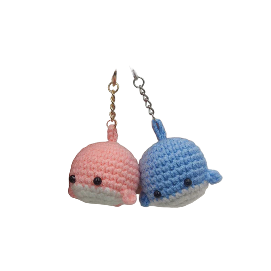 Llavero con Peluche Ballena Tejido a Mano - Accesorio Premium para Bolso y Mochila