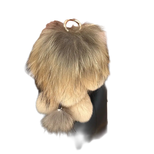 Llavero con Peluche Conejo Artesanal – Pompón de Pelo y Colgante de Aleación Premium