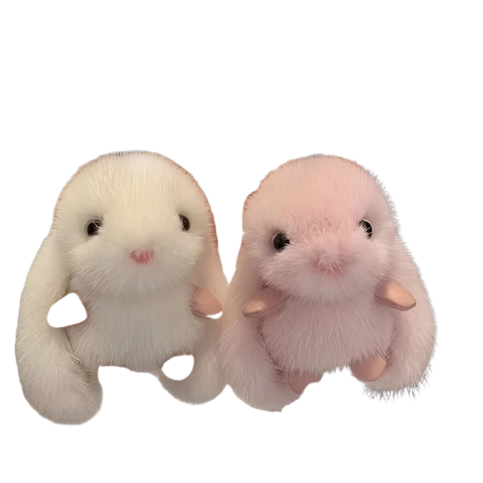 Llavero con Peluche Conejo Blanco Suave y Elegante para Mujer - Accesorio de Bolso Premium, Regalo d