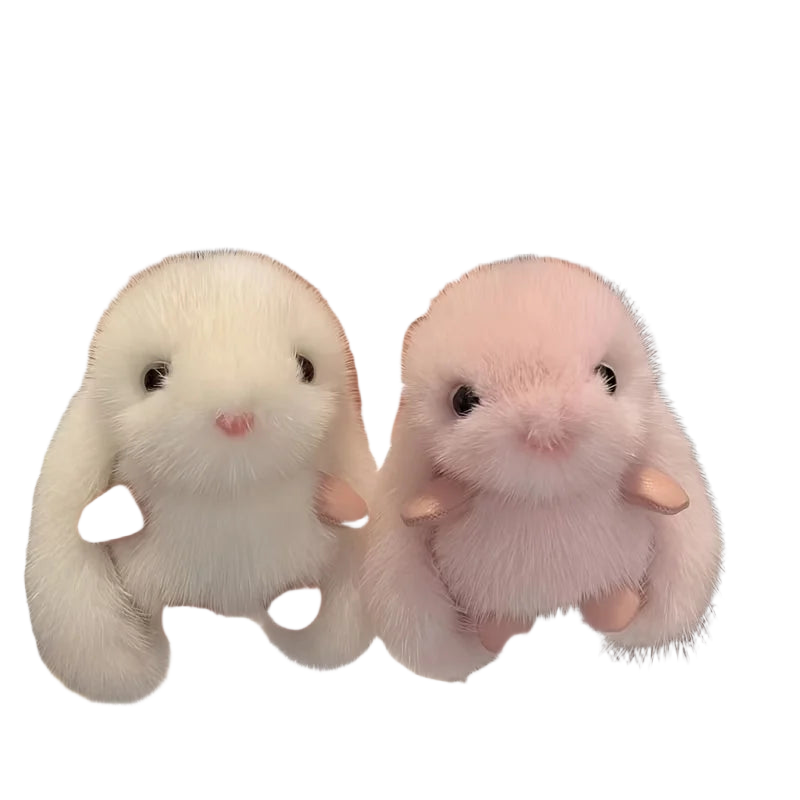 Llavero con Peluche Conejo Blanco Suave y Elegante para Mujer - Accesorio de Bolso Premium, Regalo d