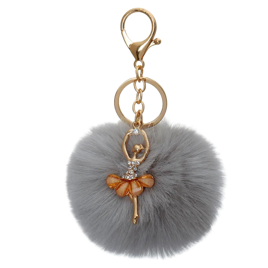 Llavero con Peluche de Conejito Bailarín - Pompón de Piel Sintética Suave, Regalo Elegante para Muje