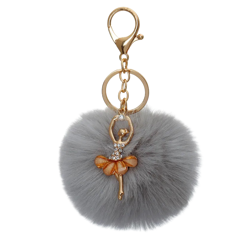 Llavero con Peluche de Conejito Bailarín - Pompón de Piel Sintética Suave, Regalo Elegante para Muje