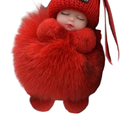 Llavero con Peluche Pompom Bebé Durmiendo - Suave y Esponjoso Llavero de Peluche para Mujer, Decorac