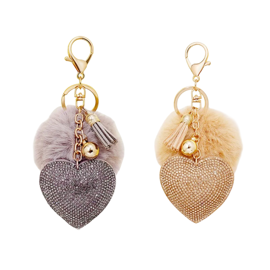 Llavero con Peluche Rhinestone Heart - Llavero Capibara Peluche Premium de Aleación y Pelo Sintético