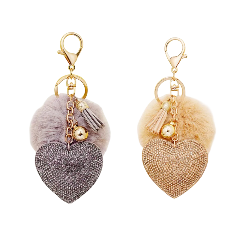 Llavero con Peluche Rhinestone Heart - Llavero Capibara Peluche Premium de Aleación y Pelo Sintético