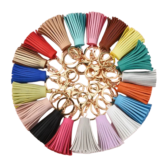 Llavero de Cuero Corto con Borla - Keychain Premium para Bolso, Mochila y Regalo