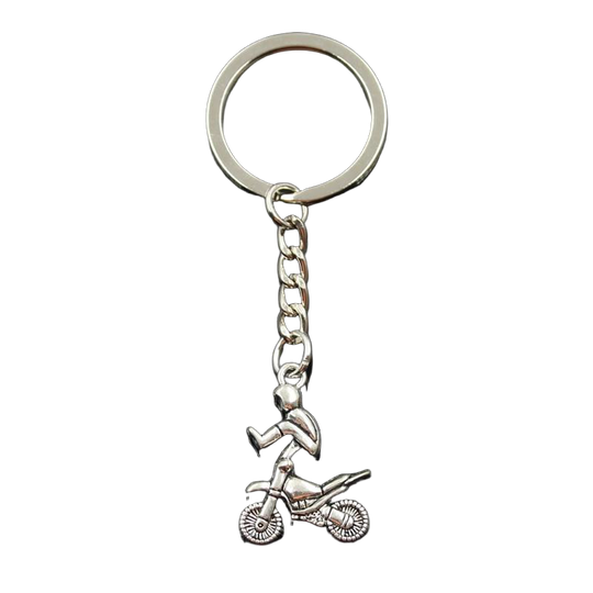 Llavero de Moto Cross Plateado