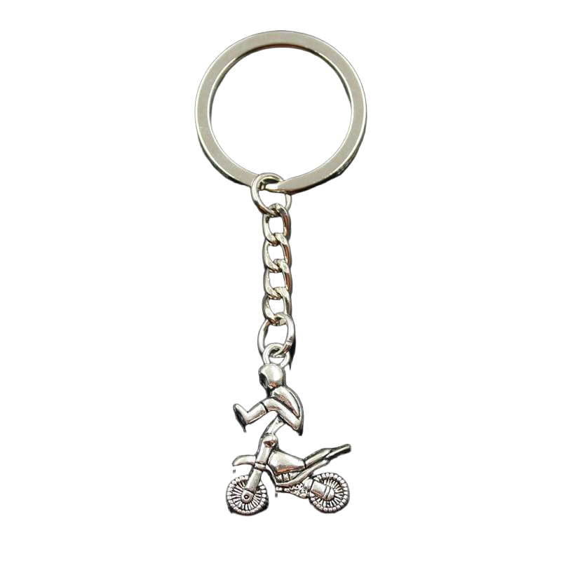 Llavero de Moto Cross Plateado