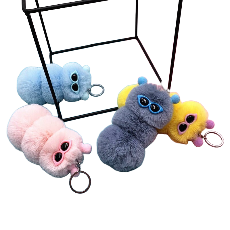 Llavero de Oruga de Peluche