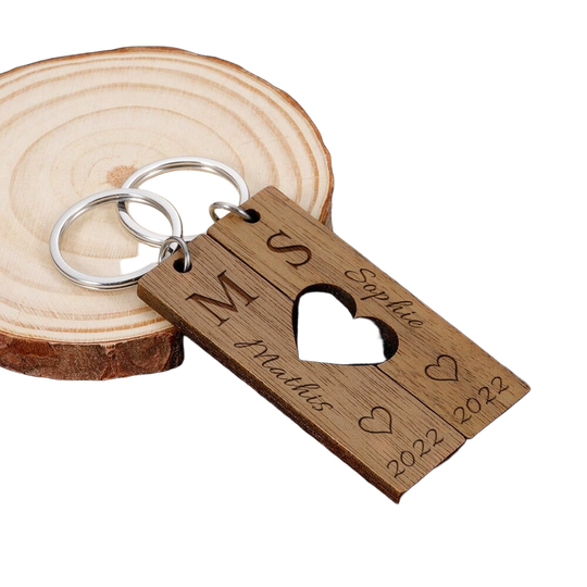 Llavero de Pareja de Madera