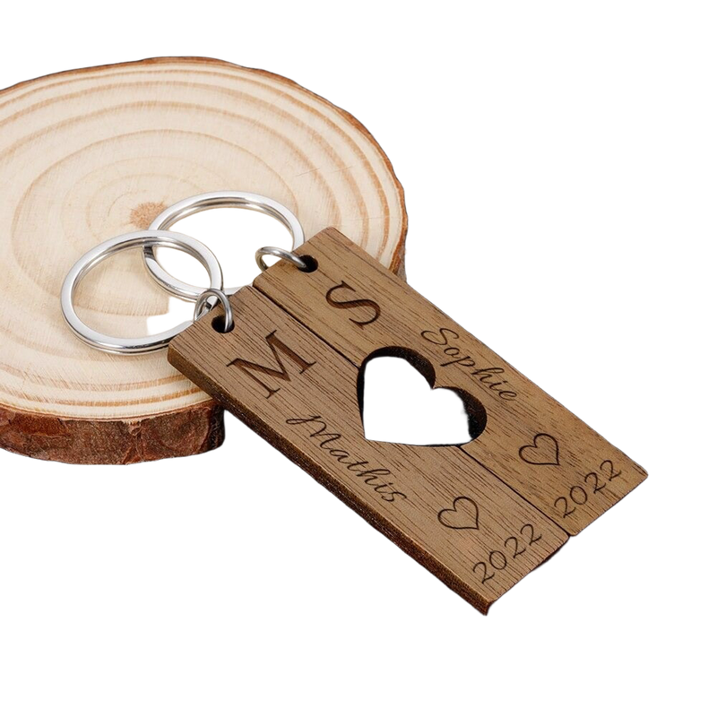 Llavero de Pareja de Madera
