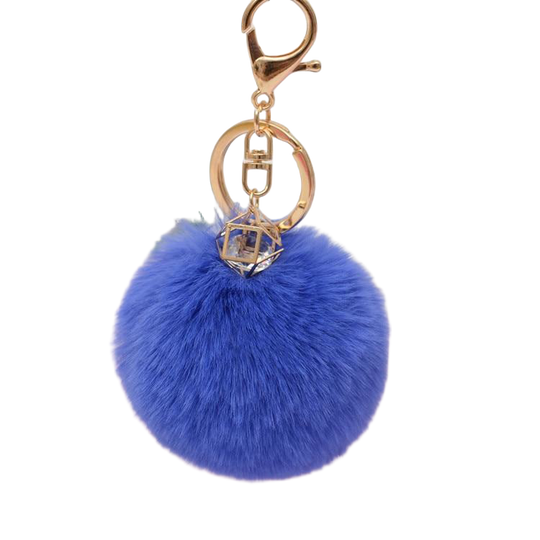 Llavero de Pompón Azul