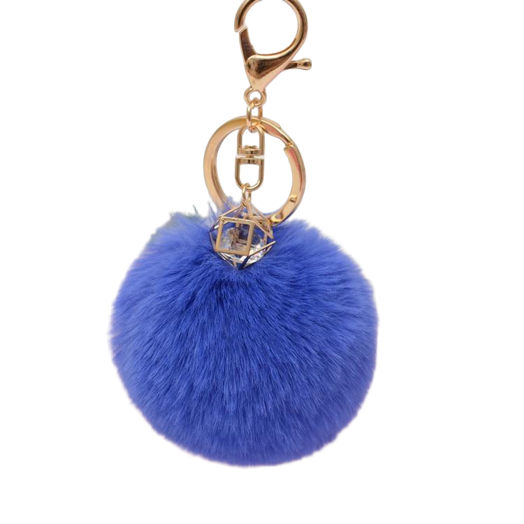 Llavero de Pompón Azul