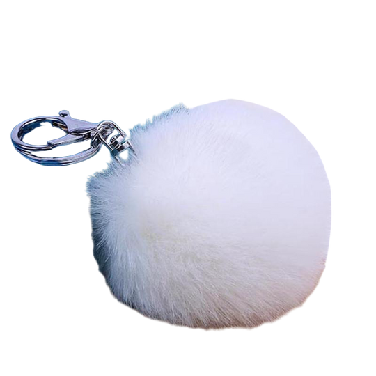Llavero de Pompón Blanco