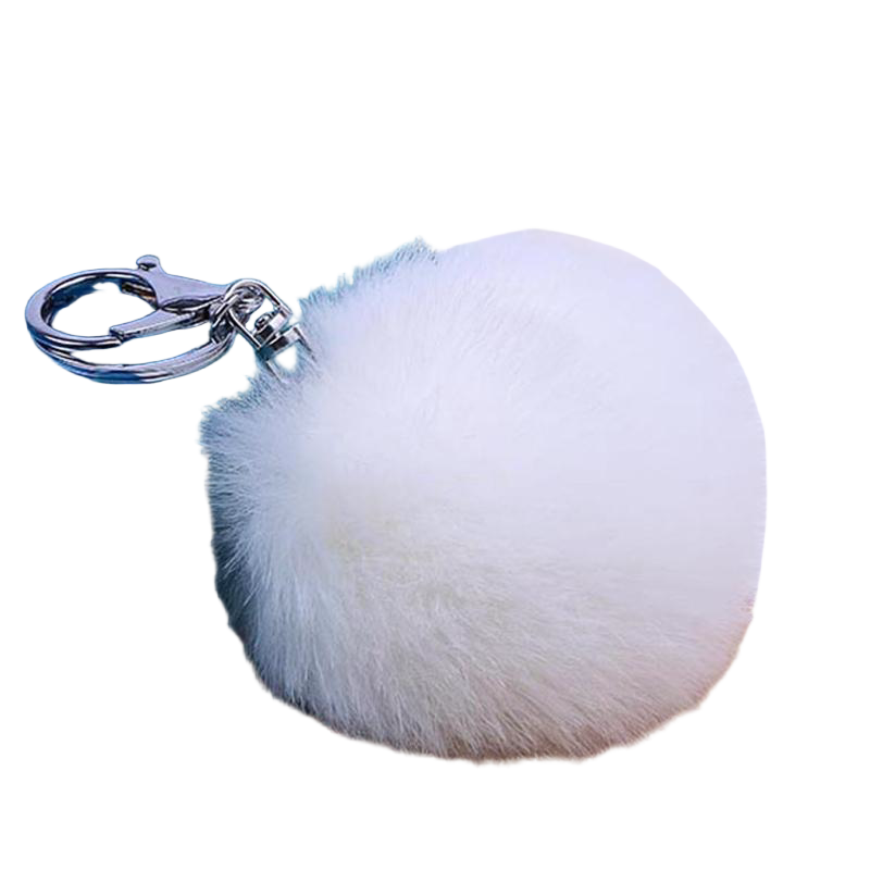 Llavero de Pompón Blanco