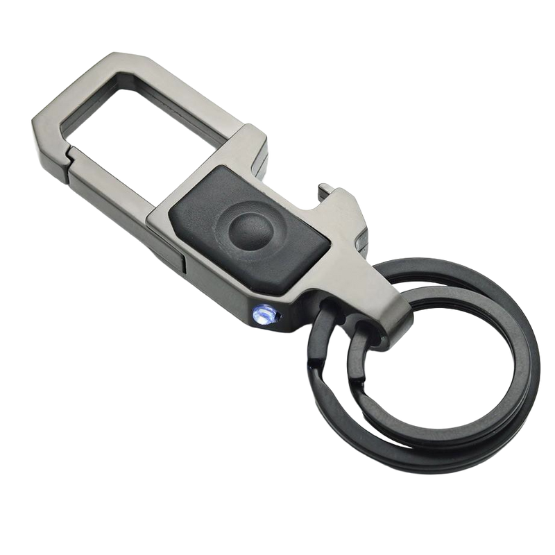 Llavero Multifunción con Linterna LED y Abrebotellas (Acero Inoxidable)