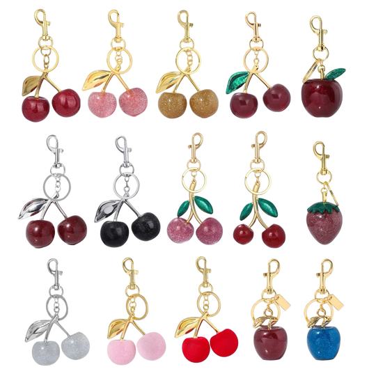 Llavero para Bolso Cereza Roja - Colgante de Frutas de Verano, Accesorio Elegante para Mujer